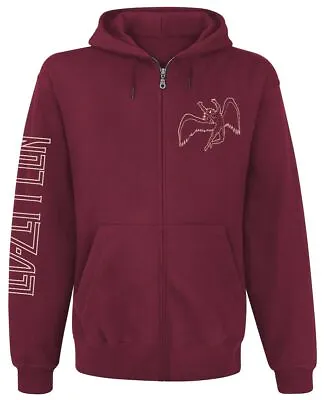 Buy Official Led Zeppelin Symbols Zip Up Maroon Hoodie Hooded Sweatshirt • 37.95£