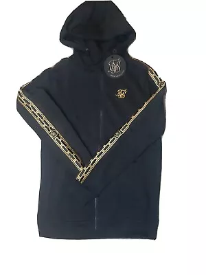 Buy SikSilk Men's Nylon Panel Zip Through Hoodie Black/Gold Size XS Full Zip Sweater • 29.99£