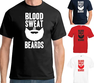 Buy Blood Sweat And Beards T-shirt - Hipster Gym Slogan Funny Joke • 13.15£