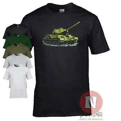Buy Russian T34-85 Medium Tank T-shirt WW2 Allied Military Armour World Tanks Armor • 14.99£