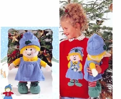 Buy Children’s DK Holly Sweater And Matching Doll Vintage Christmas KNITTING PATTERN • 3.99£