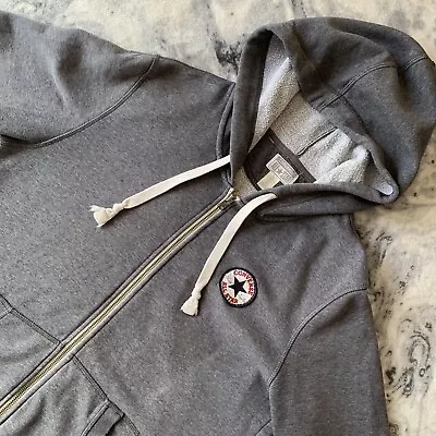 Buy Converse All Star Grey Full Zip Logo Hoodie Hooded Top Jacket L Large • 19.99£