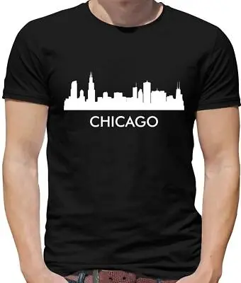 Buy Chicago Silhouette Mens T-Shirt - City - Skyline - Lake Michigan - Illinois • 13.95£