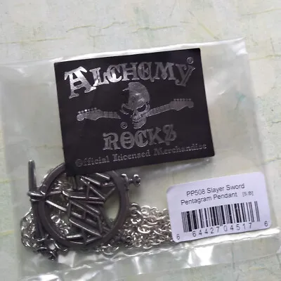 Buy Slayer Sword Pentagram Logo Pewter Pendant Necklace Alchemy Rocks Official Merch • 18.99£