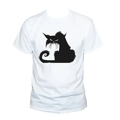 Buy Funny Grumpy Angry Cat T-shirt Grunge Punk Unisex Short Sleeve • 13.05£