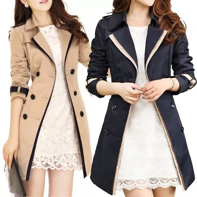 Buy Comfy Fashion Windbreaker Ladies Lapel Belted Overcoat Long Classic Jacket • 34.50£