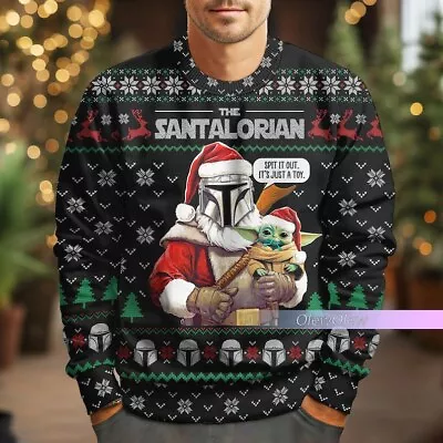 Buy Christmas Gifts, Baby Yoda And Mandalorian Ugly Sweater, Santalorian Sweater, St • 36.93£