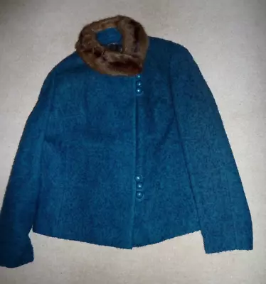 Buy  1940s Or 1950's Blue Suit Jacket All Wool Fur Collar • 20£