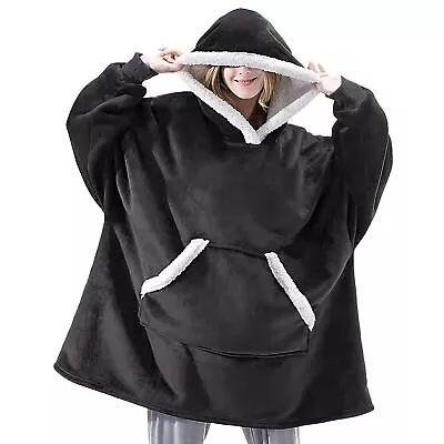 Buy Hoodie Blanket Oversized Ultra Plush Sherpa Fleece Giant Long Hooded Sweatshirt • 6.99£