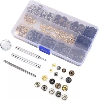 Buy 120 Sets Heavy Duty Snap Fasteners Press Studs Kit Set & Poppers Leather Button • 9.97£
