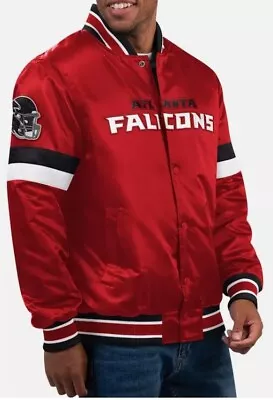 Buy NFL Atlanta Falcons Red Satin Bomber Letterman Baseball Varsity Jacket • 73.99£