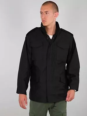 Buy ALPHA INDUSTRIES M65 Black Military Field Jacket Size L • 74£