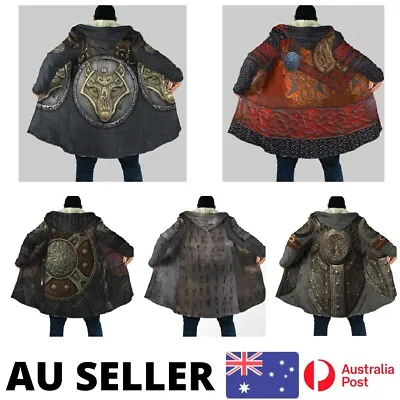 Buy Sherpa Lined Viking Warrior Armor Jacket Hooded Cloak Battle Army - AU Stock • 78.15£