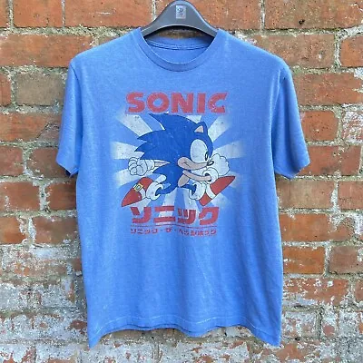 Buy Sonic The Hedgehog Kanji T Shirt Medium Blue Retro Print Japanese Sega Gamer • 19.99£