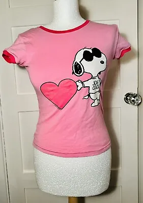 Buy PEANUTS Snoopy Joe Cool Women’s T-shirt • Pink • Size UK 10 • Retro • USA • Rare • 14.99£