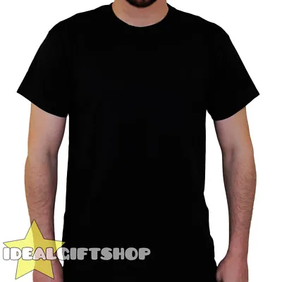 Buy Black Short Sleeved Blank Plain Crew Neck T Shirt Sizes S-xxl Wholesale • 3.99£