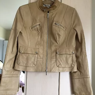 Buy Karen Millen Leather Jacket Size 14, Mustard Biker Style  • 35£