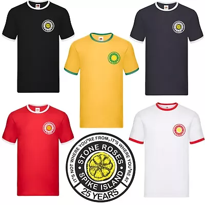 Buy Stone Roses Spike Island Ringer T Shirt - Lemon Adored Logo High Quality Print • 12.99£