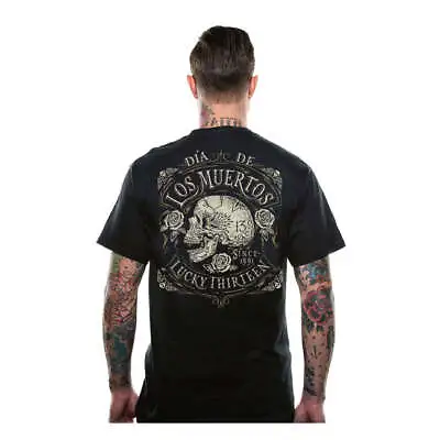 Buy Lucky 13 Dead Skull Moto Motorcycle Motorbike Casual T-Shirt Black • 30.50£
