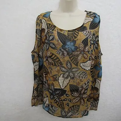 Buy RQT Womens Sleeveless Round Neck Flowy Top Blouse Brown Blue Plus Size 2X • 32.21£