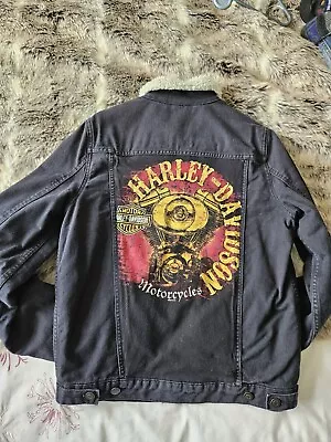 Buy Reworked Denim Jacket | Harley Davidson Print Size Small / Medium  • 29.99£