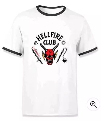 Buy Stranger Things Hellfire Club White Shirt With Black Trim Large (official Merch) • 10£