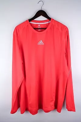 Buy Adidas Climalite Running Men T-Shirt Long Sleeves Activewear Red Size 2XL • 31.14£
