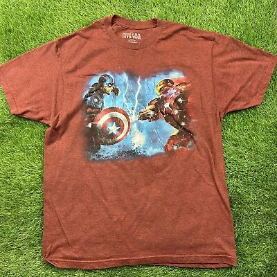 Buy MARVEL Shirt Adult Large Red Graphic Print Captain America Iron Man Outdoor Mens • 9.95£