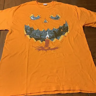 Buy Halloween Pumpkin Jack O'Lantern T-Shirt - Spooky Scene With Bats - Large 42-44 • 12.50£