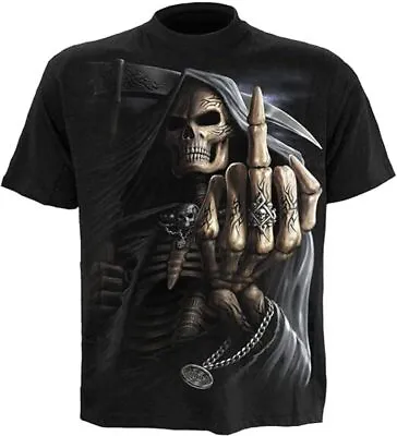 Buy Bone Finger Mens T-Shirt Spiral Direct Grim Reaper Skull Offensive • 15.99£