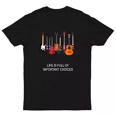 Buy Funny Guitar Life Is Full Of Important Choices   Mens T-Shirts #EG • 9.99£