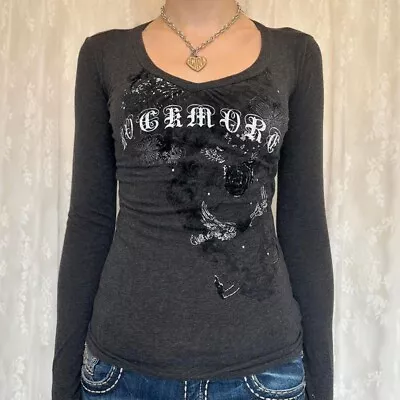 Buy 2000s Mall Goth Shirts Y2k Aesthetic Clothes Women Graphic Print V Neck Emo Girl • 25£