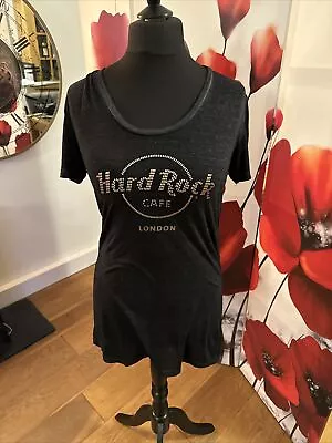 Buy Ladies Hard Rock London T-shirt Size L Black Studs Rock • 5£