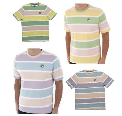Buy FILA Men's Striped T-Shirt Short Sleeve Multi-Coloured Summer Tee Cotton XS-4XL • 15.29£