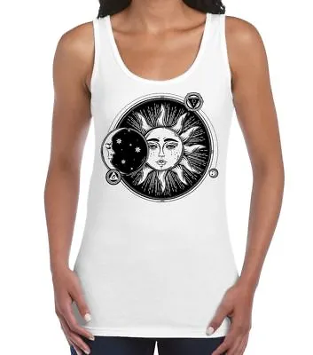 Buy Sun And Moon Eclipse Hipster Tattoo Large Print Women's Vest Tank Top • 12.95£
