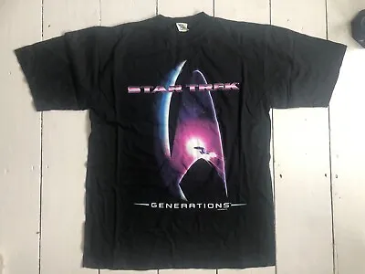 Buy Vintage 90s Star Trek Generations Medium Size T Shirt UNWORN Black 1994 Sci Fi • 35£