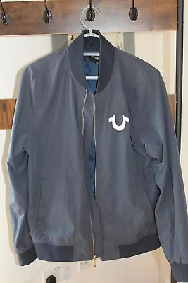 Buy True Religion Logo Mens Bomber Varsity Jacket Navy Blue Size Small • 30£