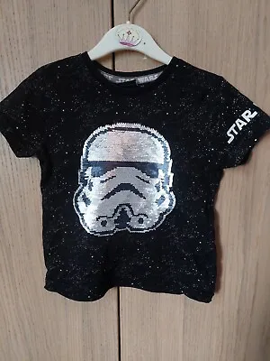 Buy Star Wars Stormtrooper Reversible Sequins T Shirt 3-4 Years • 3£