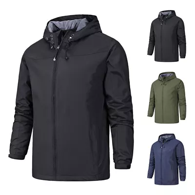 Buy Mens Outdoor Hooded Jacket Tops Waterproof Hiking Fishing Coat Windproof Outwear • 7.59£