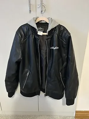 Buy Zara Boys-  Rolling Stones Hoodie Leather Jacket- Size 11-12 Years Old • 10£