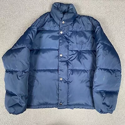 Buy Bomb Boogie Jacket Mens Small Blue Navy Down Feather Padded Bomber Oversized • 75£