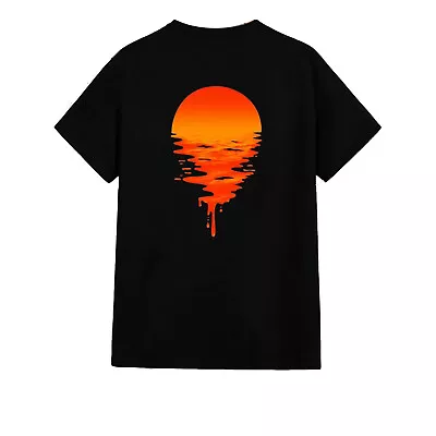 Buy Unisex T-Shirt - Sunset Flow - Arty Casual Crewneck Cool Him Her Clothing Orange • 12.95£