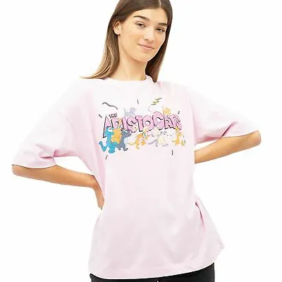 Buy Official Disney Ladies Disney The Aristocats Group Oversized T-shirt Pink S -XL • 10.49£