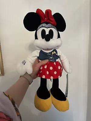 Buy Disney Baby Store Minnie Mouse Plush Soft Toy Black White Denim Jacket • 25£