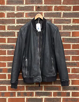 Buy *AWESOME* All Saints Mens NIKO Leather Bomber Jacket XL EXTRA LARGE Biker A447 • 219.99£