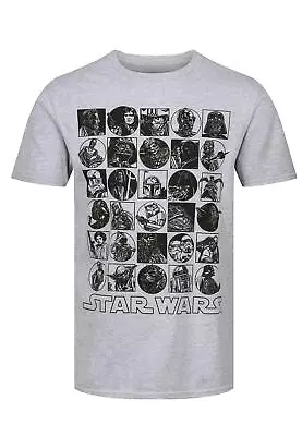 Buy Men Star Wars Printed T-Shirt Crew Neck Cotton Line Art Icons Marvel Casual Tee • 10.36£