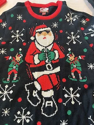 Buy Light Up Santa And Dancing Elves Party Sweater Dec 25th Size Large • 13.14£