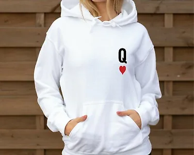 Buy Queen Of Hearts - Unisex Hoodie Ladies Pocket Design Fashion Hooded Sweatshirt • 23.99£
