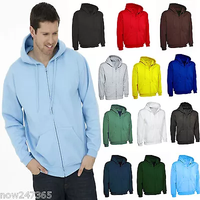 Buy Men's Premium Zip-Up Plain Hoodie Sweatshirt Jacket Size XS To 4XL New • 19.95£