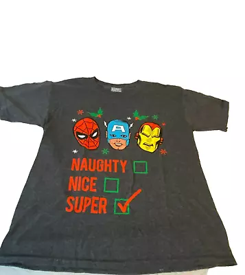 Buy Marvel Boys Christmas Shirt  Superhero Spiderman Captian America Iron Man Large • 13.35£
